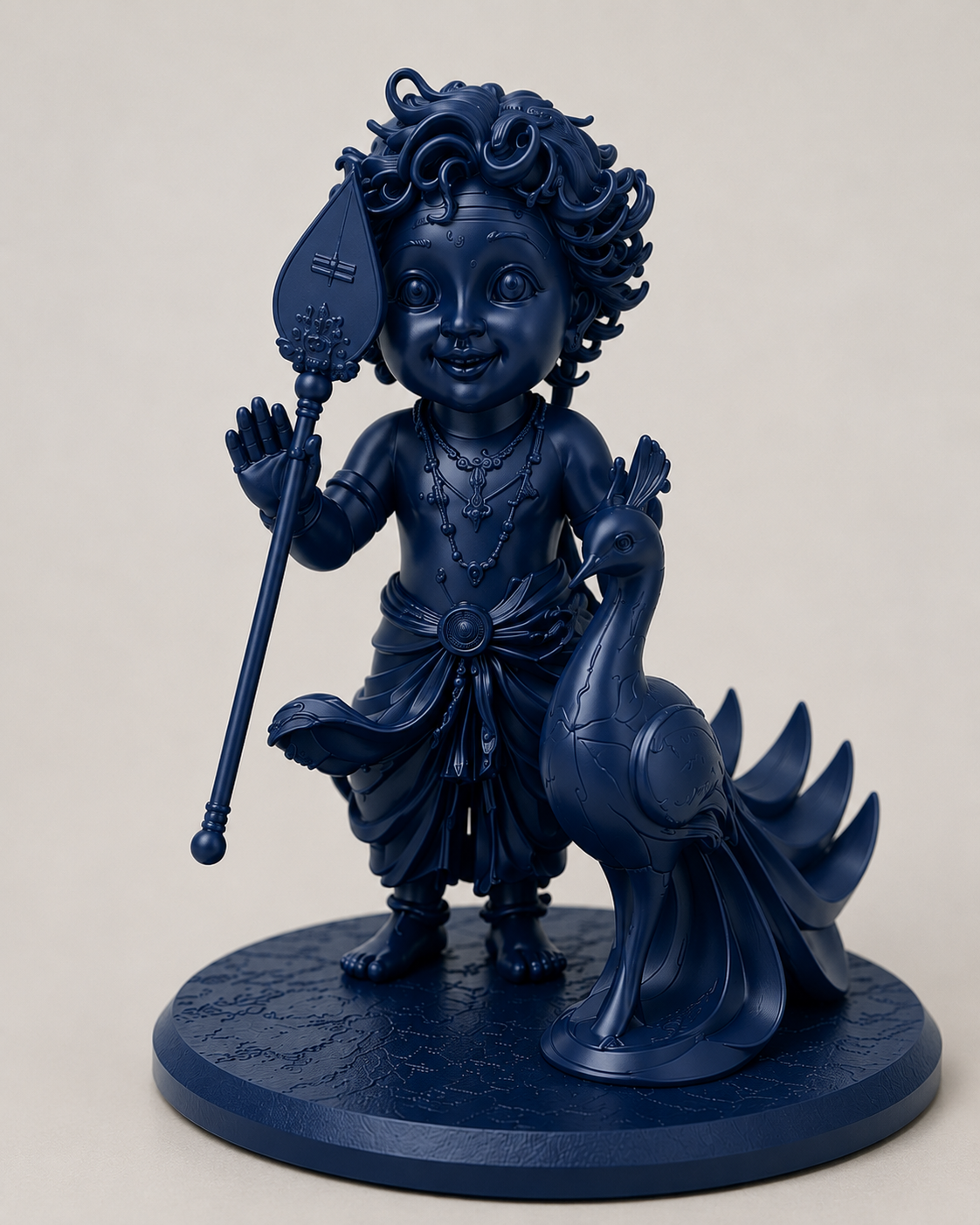 Murugan With Peacock Blue 3D Model (5 Inch)